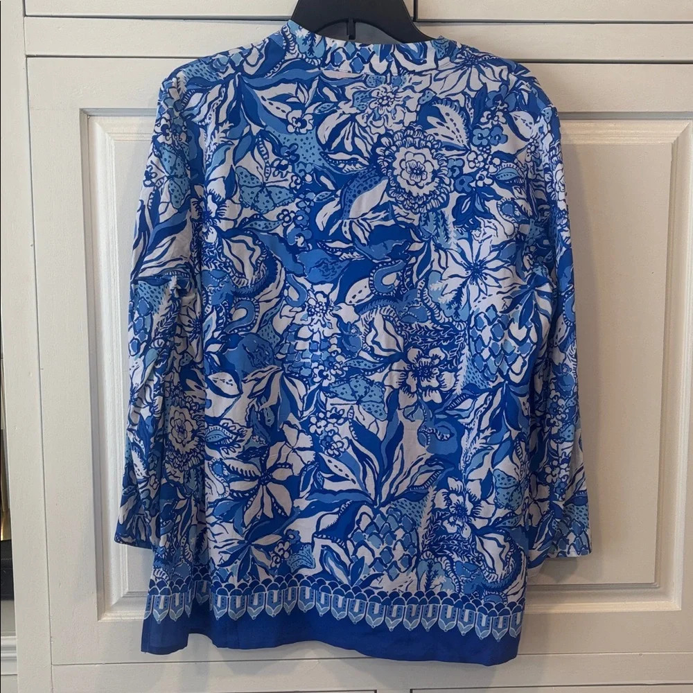 New Lilly Pulitzer Blue Floral Tunic Top - Picture 5 of 5